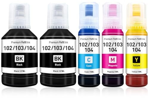BYBEIBY 104 Tinte Kompatibel für Epson 104 102 Tinten für Epson EcoTank ET-2710 ET-2712 ET-2714 ET-2715 ET-2720 ET-2721 ET-2726 ET-2810 ET-2815 ET-2820 ET-2821 ET-2825 ET-2826 ET-4700 ET-4800