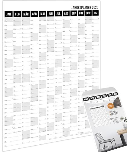 heaven+paper Jahresplaner 2026 A1 Wandkalender 2026 groß (+ 80x60cm) gefaltet minimalistischer schwarzer Türkalender 2026 Wandplaner mit Feiertagen, Schulferien, Kalenderwochen Germany