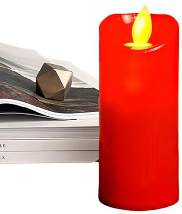 zwxqe Red Battery-Powered LED Pillar Candles, Fake Flickering Flame, Table Centerpiece Decorations