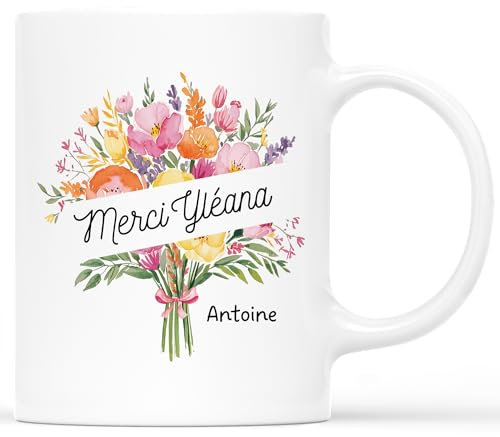 CADEAU PLUS Mug Personnalisé Prénom - Cadeau de Remerciement et Gratitude - Tasse Merci
