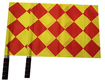 Stormflag 2 bandiera sportive arbitri con manico in metallo in schiuma, bandiera Ruolo degli arbitri assistente attrezzature, piccola bandiera di segnale per competizione (rosso gialla)