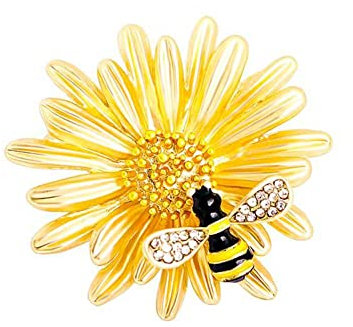 Honig Biene Broschen Kristall Metall Insekt Daisy Pflanze Thema Biene Brosche Tier Brosche Pin Kristall Broschen Pullover Schal Kleid Shirt Clips Sicherheit Pins Frauen Mädchen Pins Geschenk