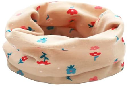 ENSTAB Baby Schal Baumwolle Loop Schal Kinder Baby Loop Hals Wärmer Schlauchschal Mädchen und Junge (A-Beige-Kleine Blume)