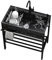 DSEWTEZXI Schwarz Edelstahl Freistehende Spültisch Spülbecken Küchenspüle,Moderne 1 Becken Waschtisch,Waschbecken Organizer,mit Lagerplattform,mit Warm Kaltwasserhahn,for Outdoor Garten Waschküche.
