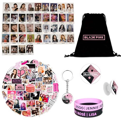 Tulufanskrr Blackpink Geschenk-Set, Fanartikel, Fans Geschenk für Blink, Blackpink Merch Kpop Blackpink Merchandise Blackpink Rucksack, Schlüsselbund LOMO-Karte Silikonarmbänder