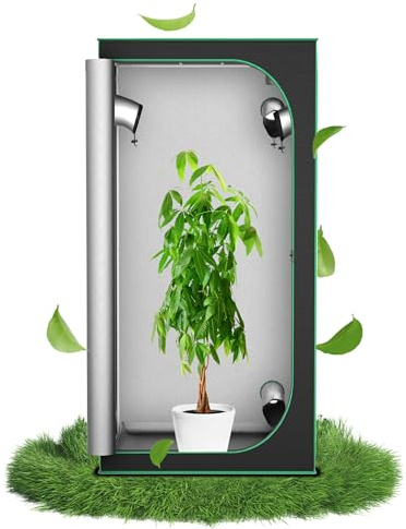 Aufun Grow Zelt Grow Tent Growschrank Zuchtzelt Gewächshaus, 100x100x200cm | Box Garten Anzucht Gemüse Kräuter Grow Schrank, Indoor Anbauzelt, Growroom für Blumen klein Tomaten Hydro Green