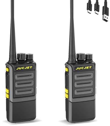 JUCJET 1901 Walkie Talkie a lunga portata, Walkie-Talkie DualBand con connettore Type-C, 5W a lunga portata 1-5KM, suono HD e cancellazione del rumore, per l'avventura, attività all'aperto