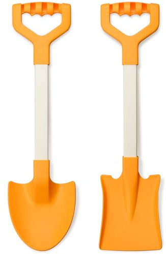 QINGLER 20” Long Sand Beach Shovels for Kids Heavy Duty Plastic Summer Sand Scoops Spades Toy Sandbox Garden Snow Digging Play Gift Set Party Bundle 2 Pack Orange