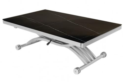 GIOVANNI MARCHESI Table Basse Relevable Extensible Zen Noir Ardoise marbrée