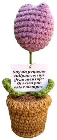 Tulipán de Ganchillo Hecho a Mano | Regalo de Agradecimiento con Mensaje | Un pequeño tulipán con un gran mensaje. Bolsita y tarjeta incluidas.