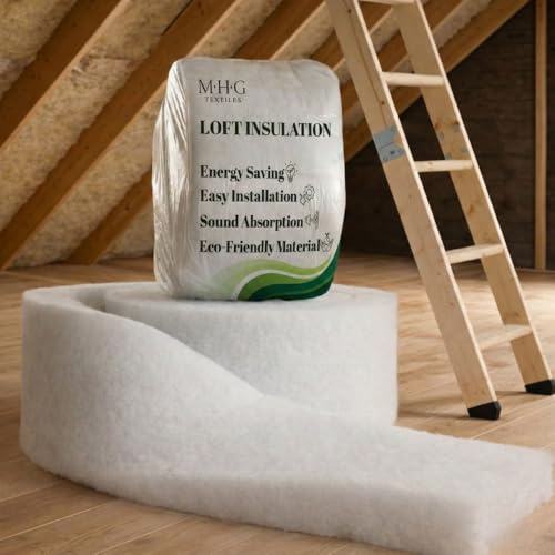 MHG Textiles Loft Insulation Roll – 4M x 370mm x 110mm – Eco Polyester Thermal Insulation for Roof, Loft, Wall & Garage – Itch-Free, Moisture Resistant, Easy DIY Install, Energy Saving
