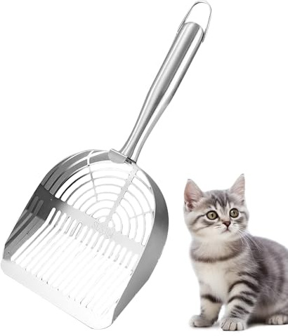brooksnaji Pala per lettiera per Gatti in Metallo, 2 in 1, raccogli Crotte Leggera per Animali Domestici, Pala per crotte per Gattini, per Cani, Gatti, Cuccioli, camini, multianimali, Interni