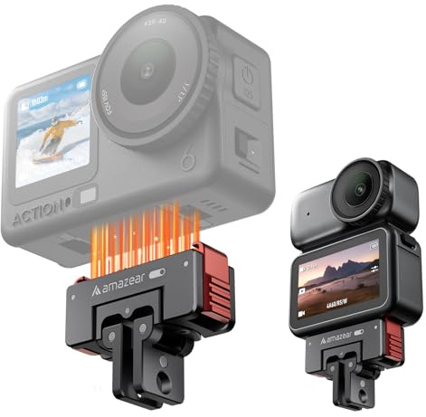 AMAZEAR Soporte Adaptador de liberación rápida magnético para dji Osmo Action 6 / Nano, Soporte magnético con Interfaz de 1/4 e GO-Pro, Soporte Giratorio de 360°