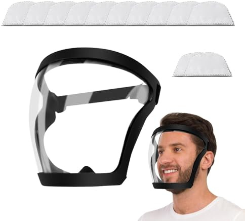 Visiera Protettiva Viso Integrale Trasparente, Maschera Di Protezione Antiappannamento Regolabile E Riutilizzabile, Con Filtro, Protezione Totale Per Lavoro, Giardinaggio E Laboratorio, Unisex