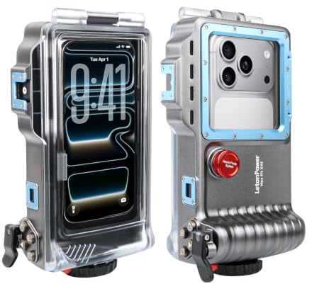 LetonPower X45 Custodia Subacquea per Smartphone, Impermeabile 45m, Ampia Finestra per Obiettivo, Controllo Bluetooth, Ampia Compatibilità per Foto Subacquee e Snorkeling