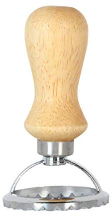 LaoZan Cortadores de Raviolis Rueda Corazón Cuadrado Cortapastas con Mango de Madera para Hacer Raviolis Pasta Empanadillas o Galletas 1,5 * 9.6 cm