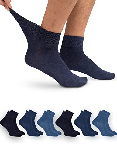 OCERA 6 Paar Diabetiker-Baumwoll-Kurzschaftsocken – Damen & Herren, venenfreundlich, elastisch & komfortabel ohne Gummidruck