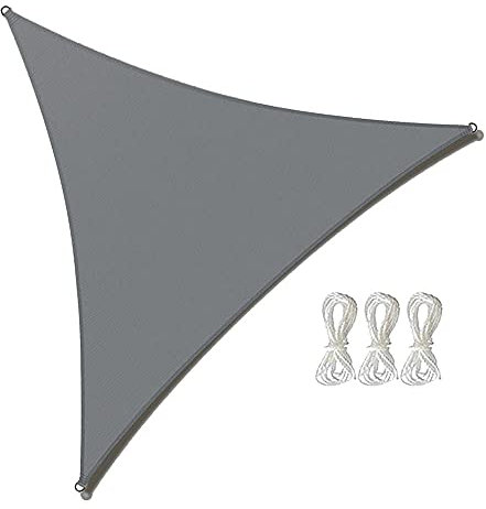 Trade-Shop Sonnensegel/Sonnenschutz/Sonnendach 3x3x3m HDPE Anthrazit dreieckig UV-Schutz wasserdurchlässig reißfest/mit Spannseilen