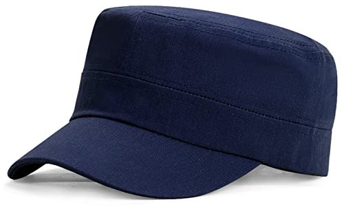 Herren Army Cap Military Flat Cap, Baumwolle Army Kappe Cadet Hat Verstellbare Baseballmütze Sommer Trucker Hut für Draussen, Sport Wandern und Reisen (Marineblau)