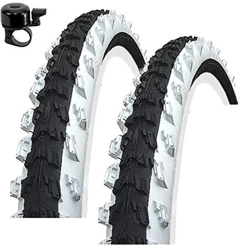 2 x Kenda K-829 26 MTB Fahrradreifen Fahrradmantel Schwarz/Weiß 50-559 (26 x 1.95) inkl. Fahrradklingel