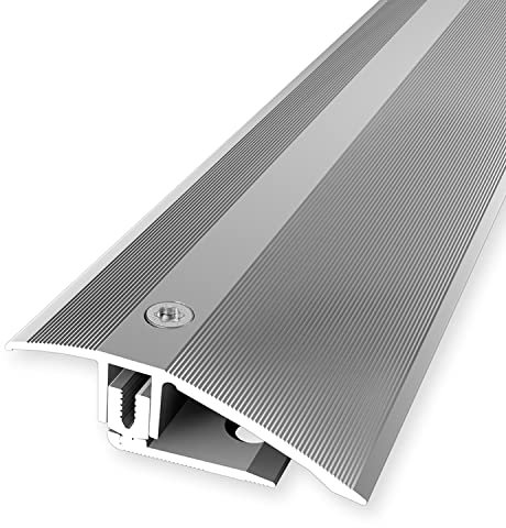 PROVISTON | Profilé de rattrapage flexible parquet | 51 x 7-23 x 900 mm | Argent | Compensation de la hauteur 7-23 mm | Barre de seuil alu | 1 pièce