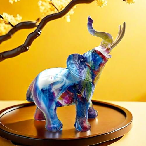 Bunte Elefanten-Statue, Skulptur, Frgurine, für Zuhause, Büro, Wohnzimmer, Schreibtisch, Dekoration, Gartenfiguren, Innendekoration, Frgurinen