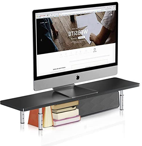 suptek Supporto per monitor in legno, altezza regolabile, per laptop, computer, notebook e tutti i display a schermo piatto, fino a 10 kg (MST016)