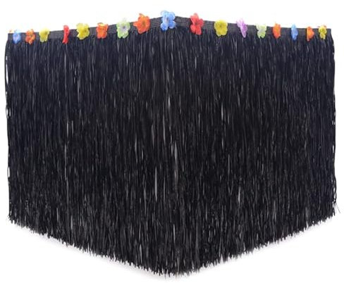 Glitter Dekoration Tisch Rock Tischrock DIY Gras Bast Fransen Banner Tischrock Geeignet for Geburtstag Hochzeit Party Gartendekoration (Color : Black)