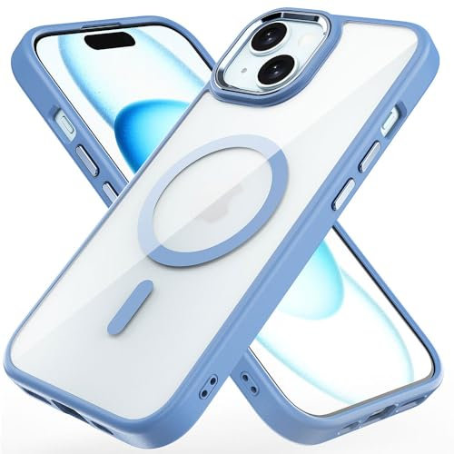 TECHGEAR iPhone 15 Plus Tough Case [Magnetic Fusion] Premium Tough Rugged Protective Case Slim Heavy Duty Protection with Clear Back Compatible with MagSafe For iPhone 15 Plus 6.7 - Soft Blue