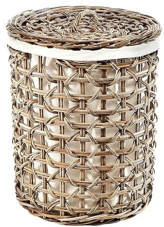 Kobolo Wäschebehälter PLAIT aus Rattan 50x50x69cm cm Kubu Grey
