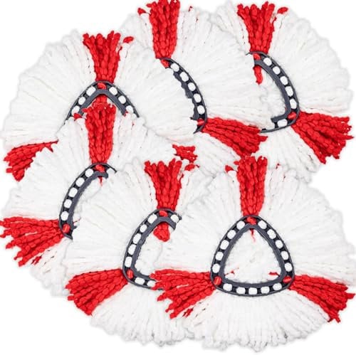 6 Pack Mop Head Replacement Compatible for vileda Triangle Swivel Mops - Mop heads replacement(RED)