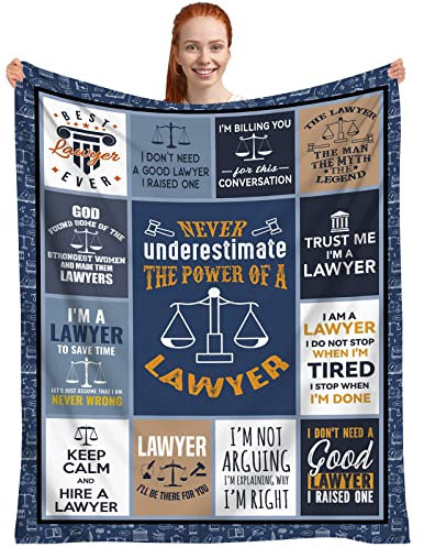 XVBCDFG Anwaltsgeschenke für Damen und Herren, blaue Skalen der Gerechtigkeit, Anwaltsdecke, Abschluss, Jura, Schule, Geschenke, 152,4 x 127 cm, Polyester-Fleece-Flanell, Überwurfdecke