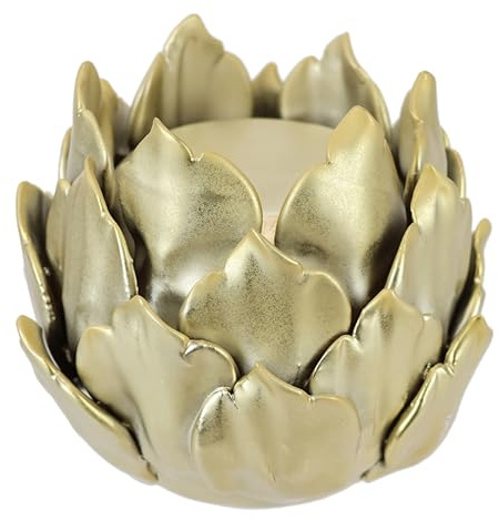 Kerzenhalter 'Artischocke' aus Keramik für Stumpenkerze Kerzenständer Deko Gold für Adventskranz Kränze Kranz Tischdeko Zapfen Seerose Lotus Ornament Dekoobjekt Geschenk