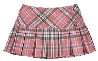 Floerns Gonna a pieghe da donna con stampa scozzese per uniforme scolastica, Rosa, S