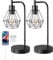 EDISHINE Bedside Lamps Set of 2, Dimmable LED Table Lamp, Diamond Cage Lampshade, USB Charging Ports, Touch Lamps for Living Room, Bedroom, E27 Socket, Bulb Included, Black