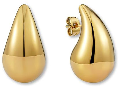 Tropfen Ohrringe Gold 18K für Damen I Dupes Ohrringe aus hautverträglichem goldenen Edelstahl I Waterdrop Earrings