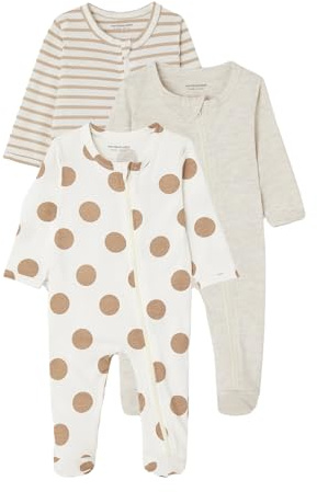 Vertbaudet 3er-Pack Baby Strampler mit Reißverschluss BASICS cappuccino 71