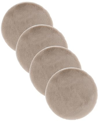 Astra Hochwertiger Kunstfell Teppich flauschig - Teppich Wohnzimmer - Hochflorteppich Lammfell Schaffell Accessoire - Dekofell 4er Set beige Rund Ø 35 cm