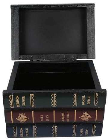 AILOOCEDI Buchförmige Holzkiste Schmuckaufbewahrungsbox Im Vintage-Stil Handgefertigte Retro-Dekoration Aufbewahrungs-Requisiten für die Heimdekoration Tolles für eine