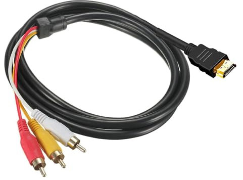 HDMI to RCA Cable 5ft/1.5m HDMI Male to 3 RCA Cable Audio Video AV Adapter Converter Extension Code 1080P High Definition for HDTV DVD Most LCD Projectors Transmitter (No Signal Conversion Function)
