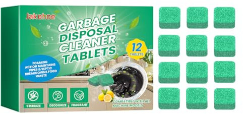 KOBONA Powerful Sink Drain Cleaner and Deodorizer 12pcs Garbage Disposal Cleaner Deodorizer Tablets Deep Cleaning Foaming Drain Odor Eliminator Kitchen Drain Cleaning Care