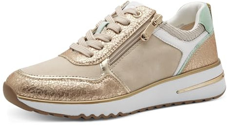 MARCO TOZZI Damen Sneaker flach mit Reißverschluss Chunky-Sohle, Gold (Gold Comb), 38 EU