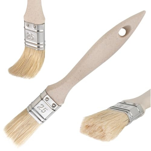 Lot de 5 pinceaux plats 25 mm | Pinceaux à peinture et à lasure | Qualité professionnelle | Poils synthétiques/naturels | Manche en bois | Pour vernis et lasures (5 pièces, 25 mm)