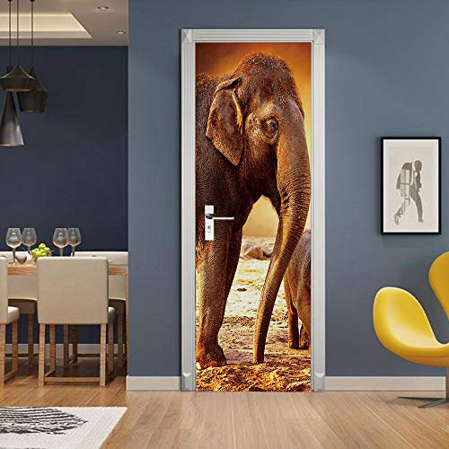 FYRHLH Türtapete selbstklebend TürPoster 3D Tiere & Elefanten Türtapete Selbstklebend Fototapete Türfolie Poster Tapete Abnehmbar Wandtapete für Wohnzimmer Küche B100 x H200cm