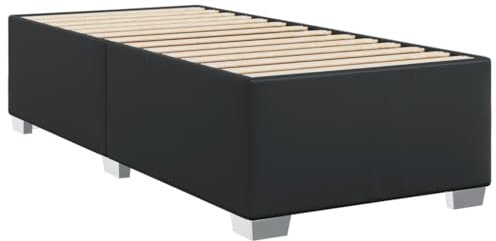 vidaXL Bettgestell, Bettrahmen mit Lattenrost, Polsterbett Bett für Schlafzimmer, Einzelbett Schlafzimmerbett, Schwarz 100x200cm Kunstleder