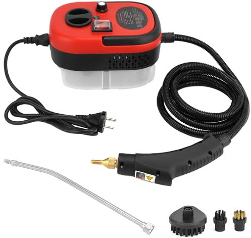 QWORK® Pulitore a vapore 2500 W, dispositivo portatile per pulizia a vapore con testine, per cucina, bagno, garage