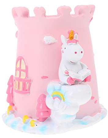 HONMEET Pot à Crayons En Résine Licorne Cœur Taille Moyenne, Organisateur De Bureau Décoratif, Rangement Stylos Pour Maison Et Bureau