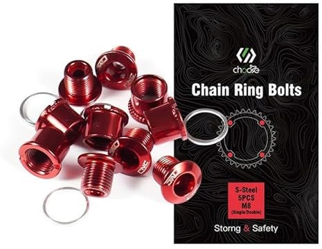 CNCLOL Single/Double Chainring Bolts,M8 Bike Chainring Bolts&Nuts For MTB/BMX/Bicycle(Black/Blue/Orange/Red/Colour)