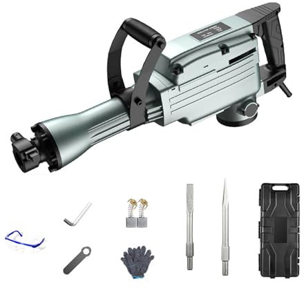 All-copper MotorDemolition Jack Hammer for Wall and Floor Demolition Work - Precision Cylinder, Shock-absorbing Handle, Oil-saving Fine Steel Chuck, Precision Gear