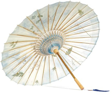 Decorative Umbrella，Bamboo Umbrella， Authentic Chinese Handmade Oil Paper Umbrella-Asian Traditional Art Craft, Rain Or Shine Plant Pattern(100CM)
